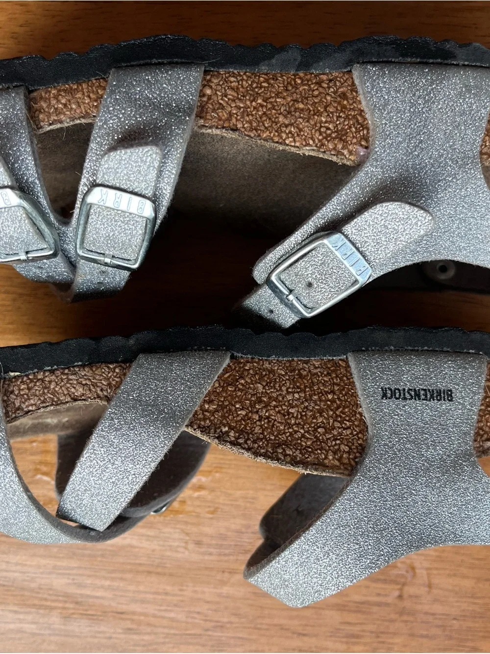 Birkenstock Kids Kumba Silver Glitter Strappy Sandals